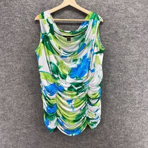 Ashley Stewart Top Women 22/24 Plus White Colorblock Gaphered Sleeveless Casual